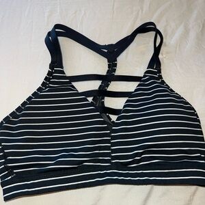 VSX Sports Black & White Stripe Strappy Plunge Sports Bra Size XS